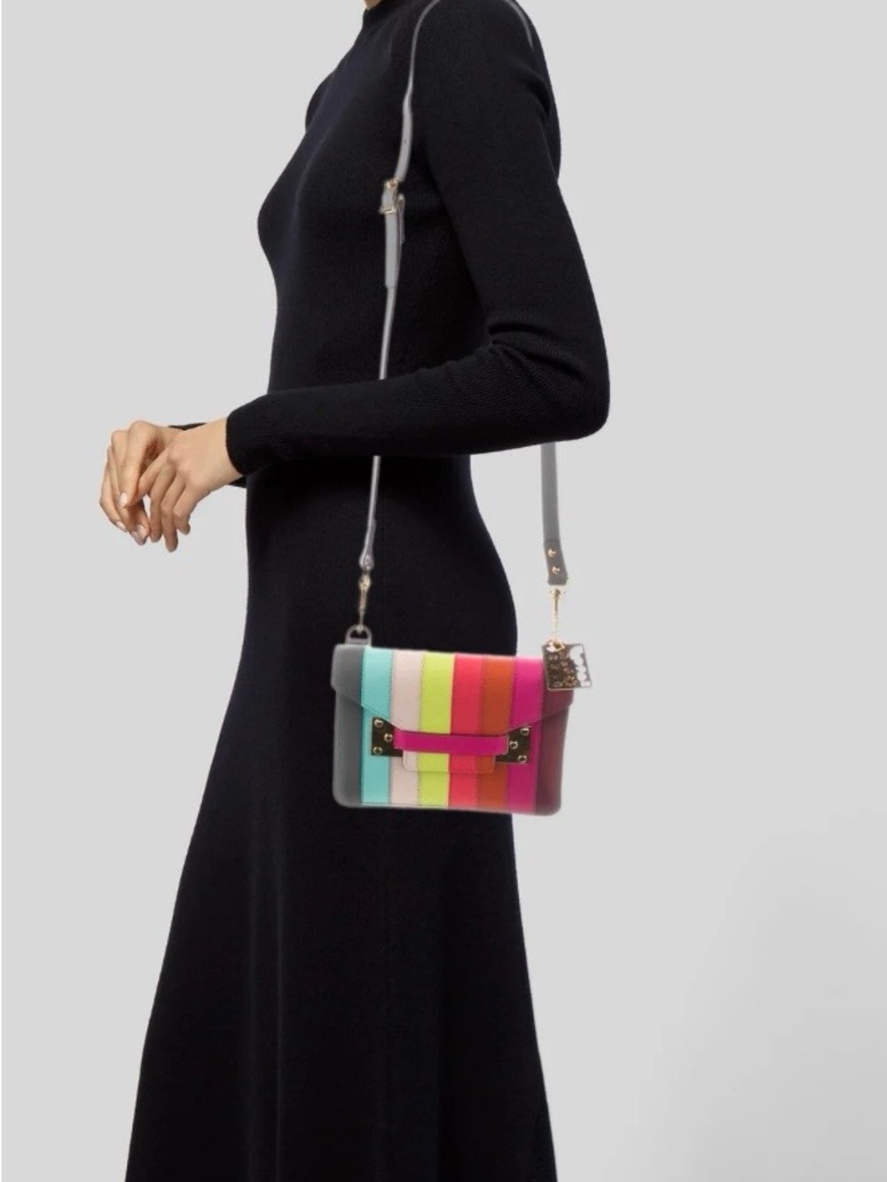 NWT. Sophie Hulme Rainbow Milner crossbody leather purse